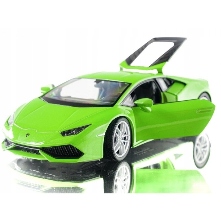 Welly Lamborghini Huracan Coupe modellautó, fém, nyitható ajtókkal, 1:24 méretarány, zöld, 23 x 11 x 10 cm