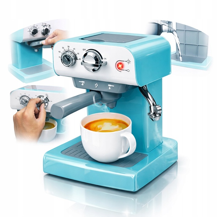 Espressor manual cu pompa DK AQ2Y3BY1A2B, portafiltru, duza de abur pentru spumare lapte, LED, turcoaz
