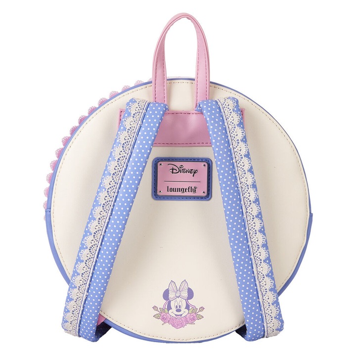 Loungefly, кръгла раница Minnie Floral от екологична кожа с принт Disney Minnie и дантела, многоцветна, 23 см