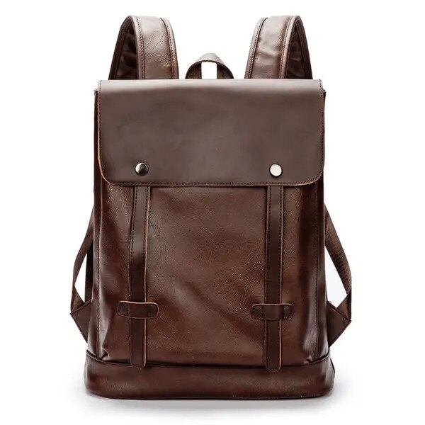 Rucsac laptop in panza rezistenta si piele Crazy Horse, compartiment pentru laptop si A4, inchidere cu capse magnetice, IZO-CJ-K0502-2026-0721-656, maro, 39 x 32 x 12 cm