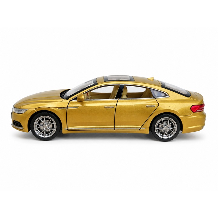 Volkswagen Arteon fém kisautó, 1:32 méretarányú, fényekkel, hangokkal és pull-back funkcióval, sárga