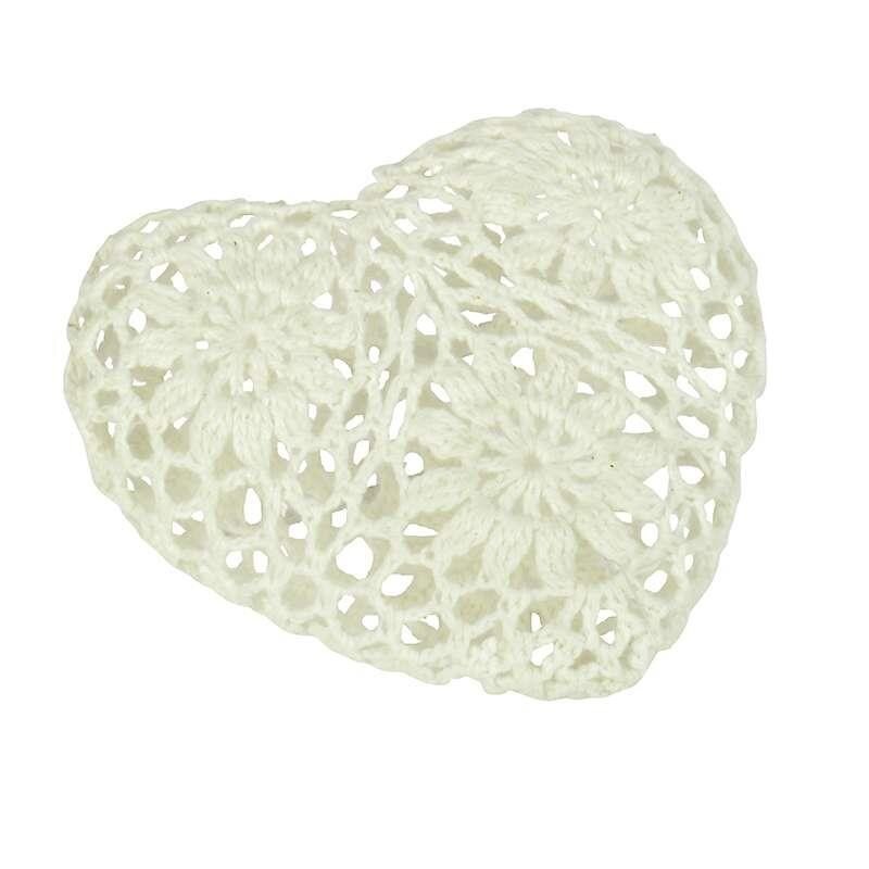 Inimioara decorativa tricotata din bumbac de culoare alba