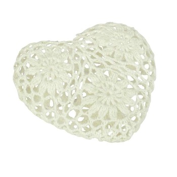 Inimioara decorativa tricotata din bumbac de culoare alba Inimioara decorativa tricotata din bumbac de culoare alba
