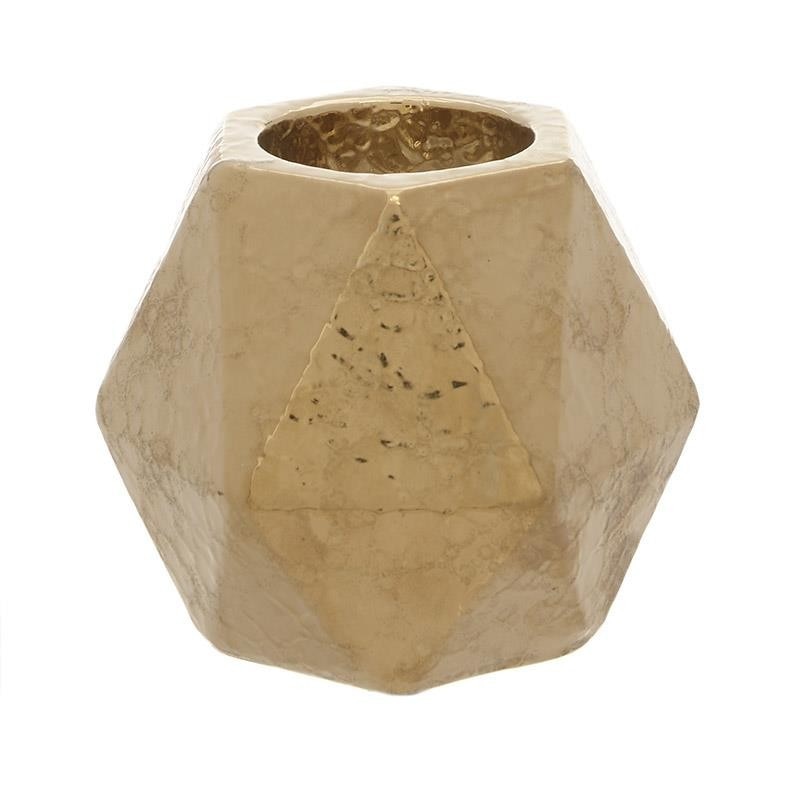 Suport pentru lumanare in stil modern din ceramica de culoare aurie