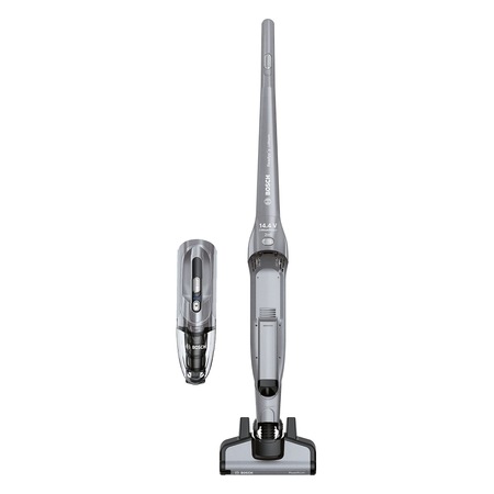 Aspirator vertical 2 in 1 Bosch BBHL21435, 14.4V Li-Ion, 2 trepte de putere, Autonomie 35 minute, Perie Power Brush, Argintiu