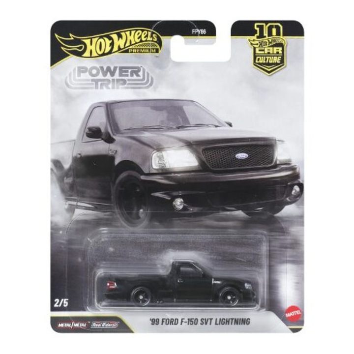 1999-es Ford F150 SVT Lightning autómakett, fekete, 1:64 méretarány, Hot Wheels