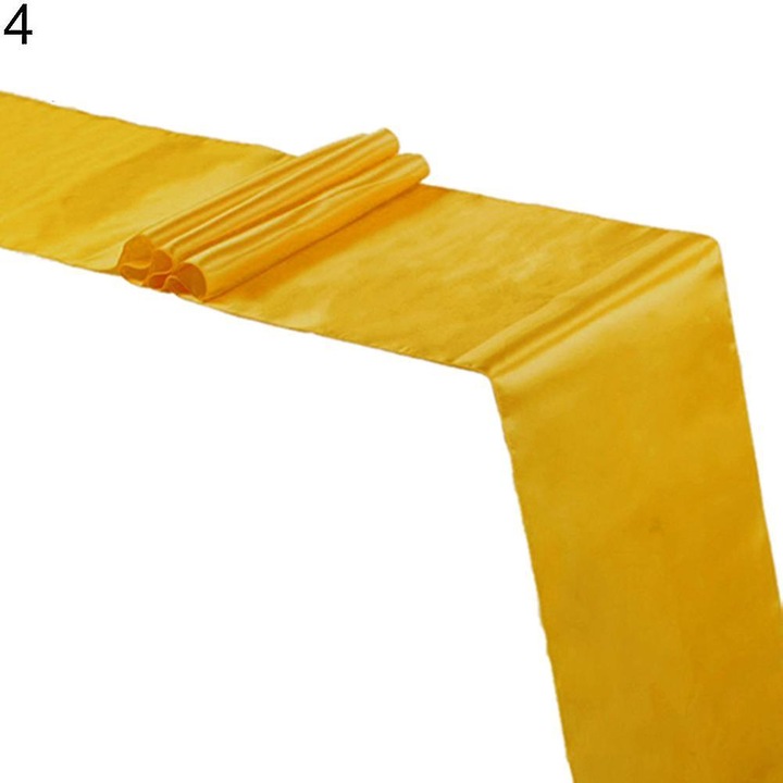 Szatén poliészter/nylon asztali futó, arany, 30 x 275 cm