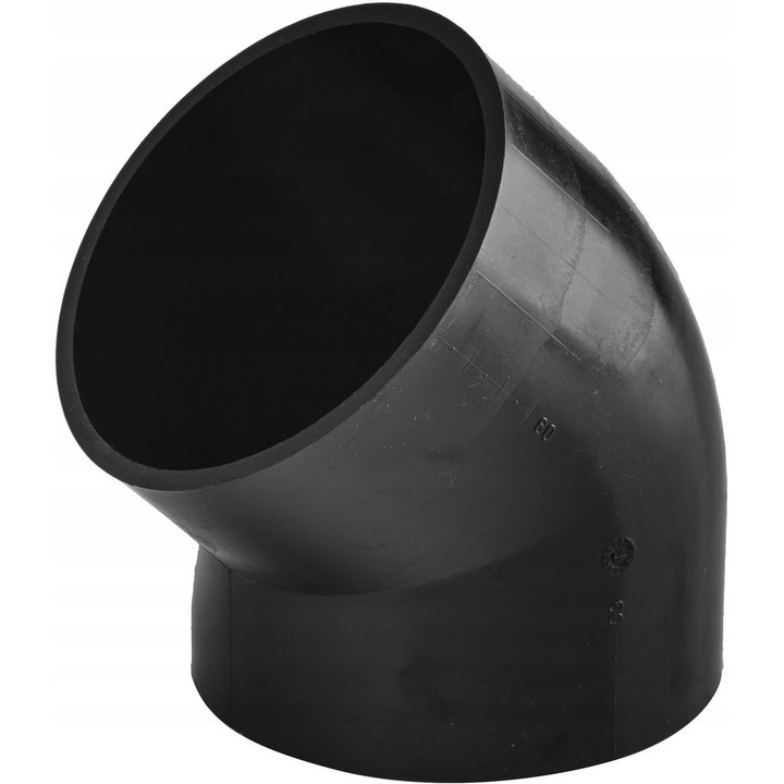 PE Wavin QuickStream könyök 160/45, egységes, PE80, 45°, DN150 (külső átmérő 160 mm), SDR33, fekete, GU3X9DCFA