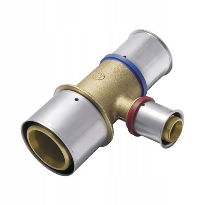 Kan-therm YJ22NM3JGPY présidom, 50x4/32x3/50x4 mm, présgyűrűkkel, sárgaréz/ezüst, többrétegű és homogén csövekhez