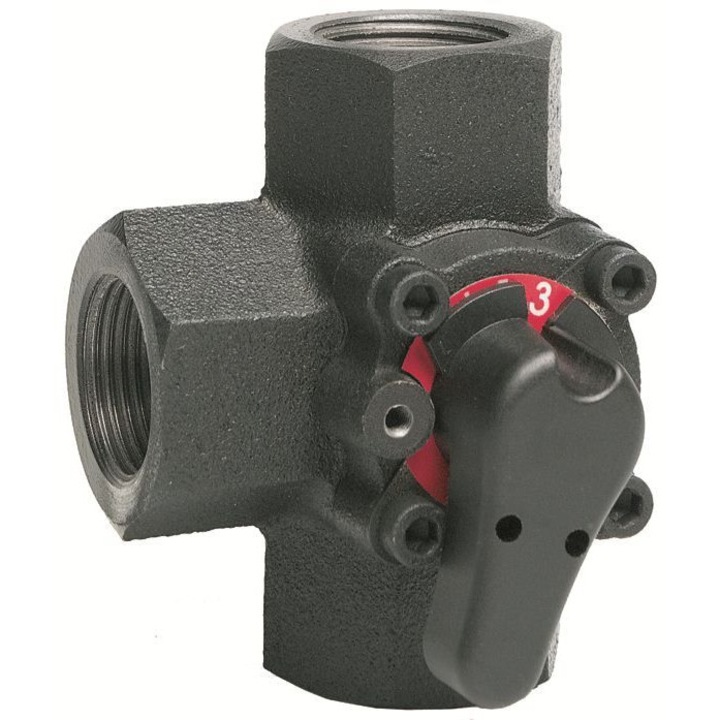 Háromutas keverőszelep Honeywell V5433A1015 (CORONA), DN 20, Kvs 2,5, öntöttvas test, belső menetek, PN6, kompatibilis M6063 működtetővel, fekete