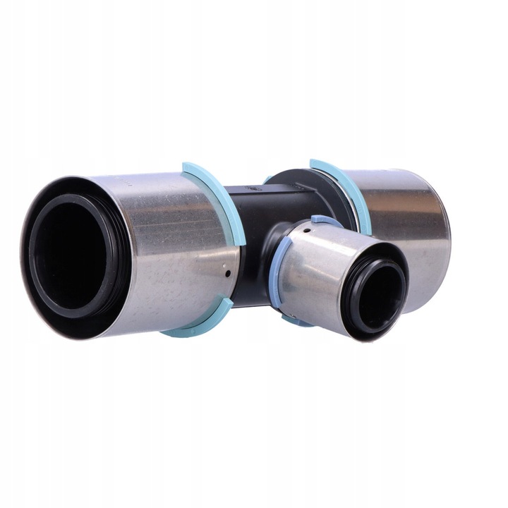 Uponor S-Press PPSU 63-40-63 szűkítő T-idom, fém présgyűrűk, fekete/ezüst, NAX2RORB3DC