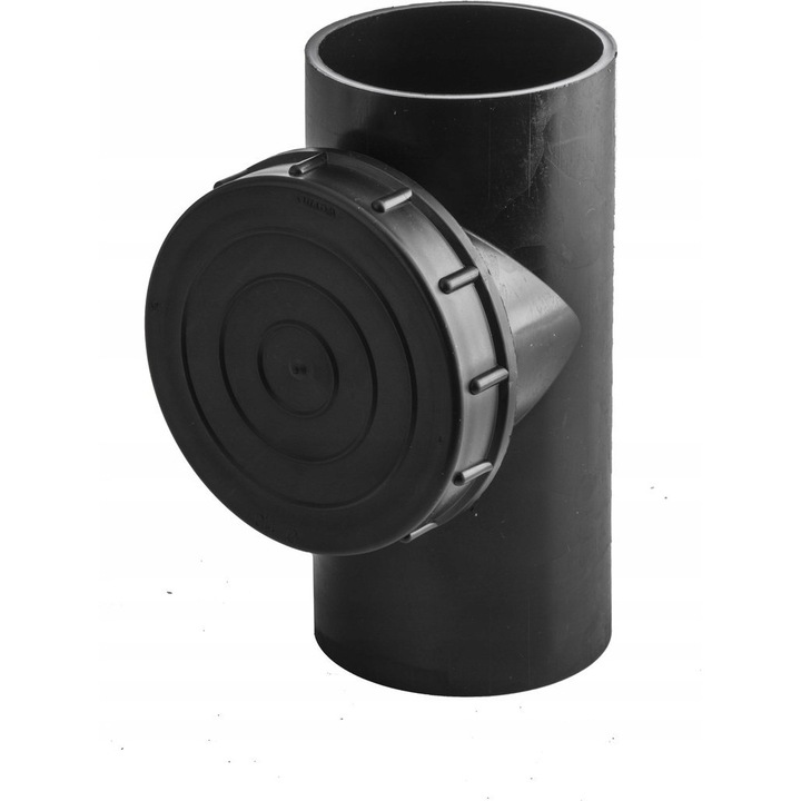 Wavin QuickStream PEHD 75 mm ellenőrző T-idom, forgatható menetes kupakkal, 175 mm hosszúság, fekete, SDR 26, ABNQW80OZTAN