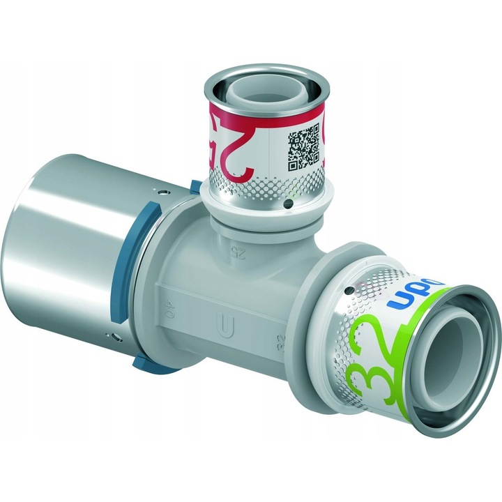 Uponor S-Press PPSU T-idom 40/25/32 mm, szürke, kód: 5VIJ0FOWJPX
