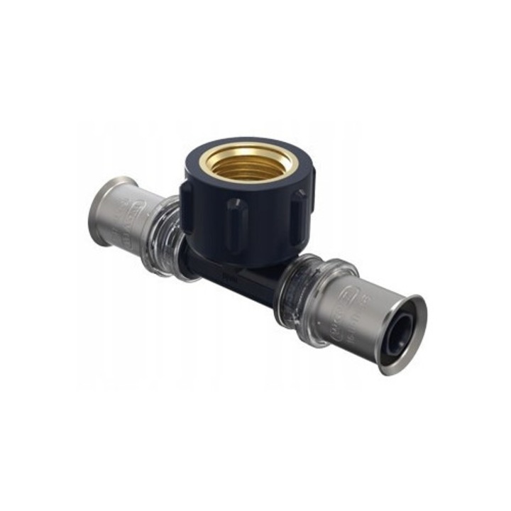 Wavin T-idom 01TFR5CMM0QW, 3/4 BSPP belső menettel és 25 mm-es présfittinggel, PN 10 (DN20), EPDM tömítés, fekete