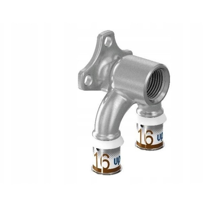 Uponor S-Press Plus U-alakú fali könyök, préskötés 16 mm x 16 mm, Rp 1/2" belső menet, fém