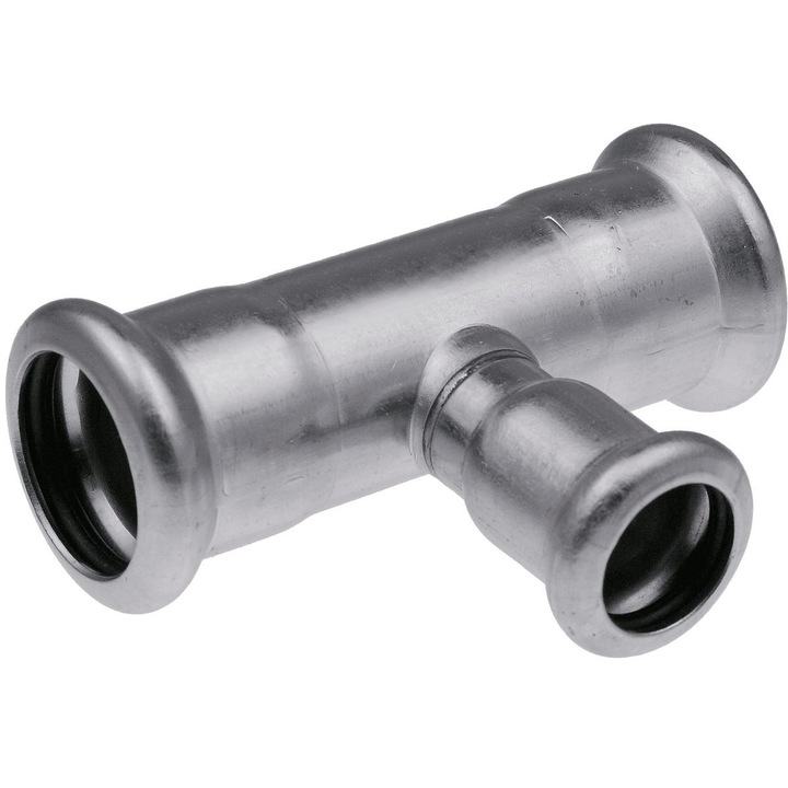 Kan-therm V2XTAT79R8V redukciós T-idom, 1.4404 rozsdamentes acél, LBP ellenőrzött szivárgás funkcióval préseléshez, O-gyűrűs tömítés, 108/35/108 mm