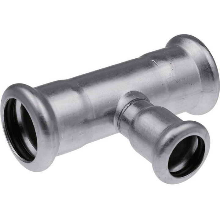 Kan-therm Inox 1609260001 szűkítő T-idom, préselhető (Press), O-gyűrűs, inox, 108 x 28 x 108 mm