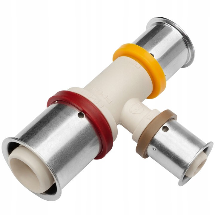 T redukciós PPSU Kan ultraPRESS HJBDRER5NVYN, 32/25/32 mm, EPDM tömítéssel préselhető, max. 10 bar, leeresztővel és LBP funkcióval, 10 db.
