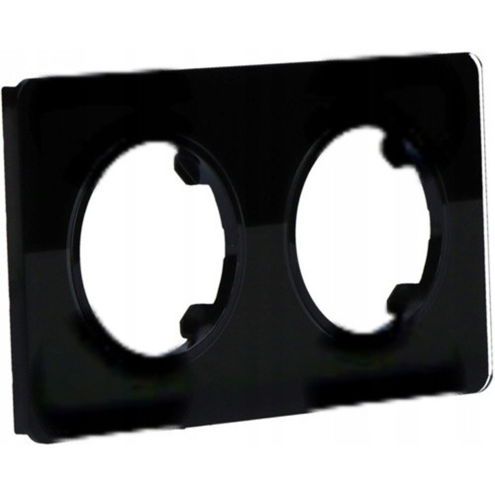Rama dubla din sticla Onnline BETA FGSH9M5E, 2 module (orizontal), lucios, negru RAL 9005, 158 x 86 x 8 mm, IP20