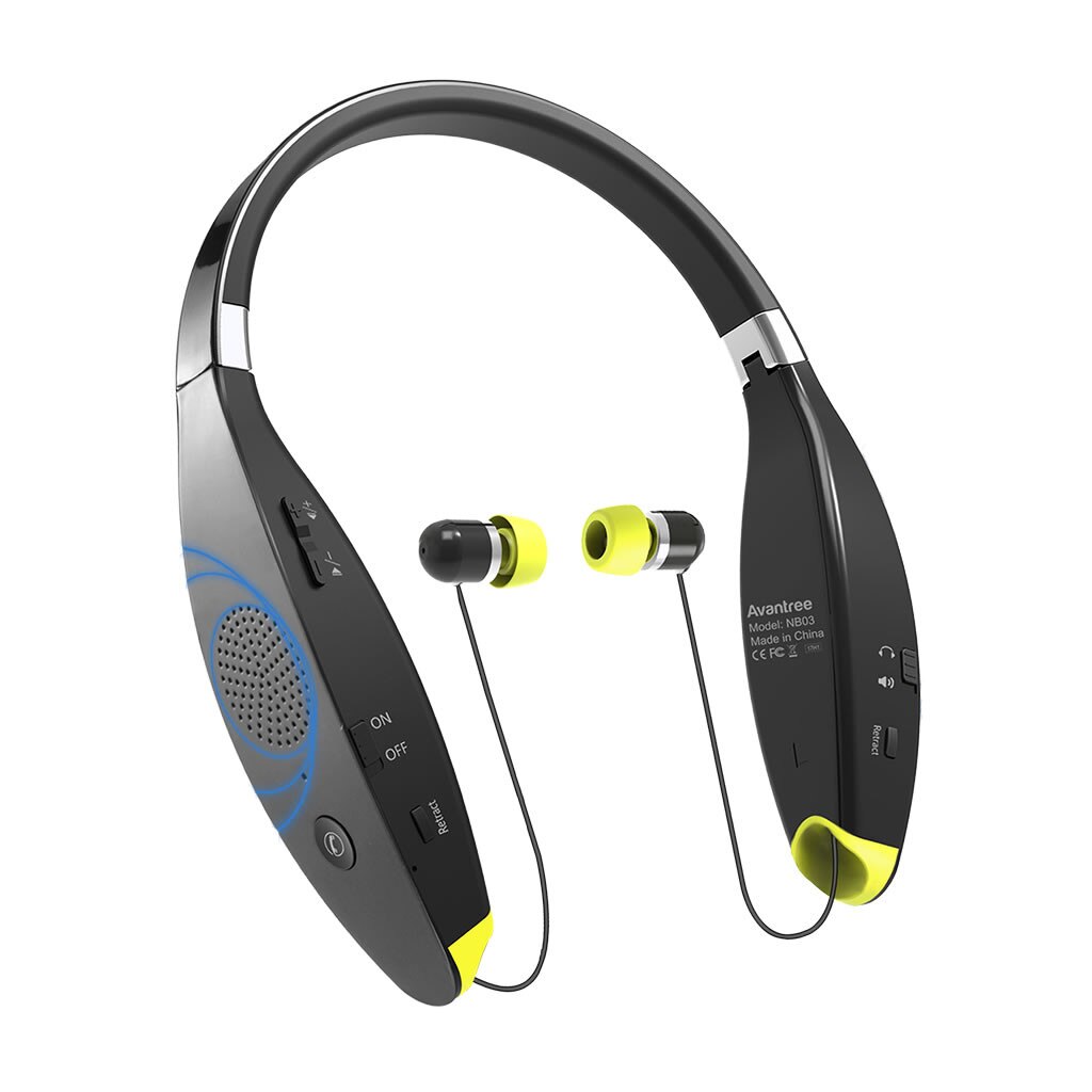 Casti audio 2in1, in-ear & speaker Avantree NB03, Bluetooth 4.1, timp de redare pana la 32 ore, Negru-Galben