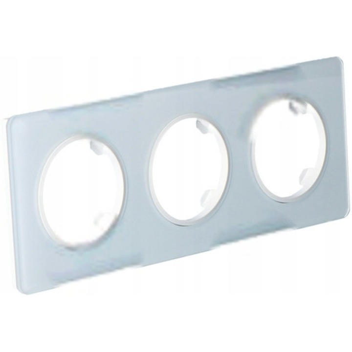 Rama tripla pentru prize si intrerupatoare Onnline Beta HIW3I5UYM, sticla lucioasa, montaj incastrat, IP20, alb, 230 x 86 x 8 mm, 3 module orizontal