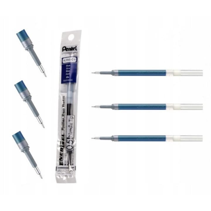 Комплект 3 резервни пълнителя Pentel EnerGel LRN5, син, 0.5мм