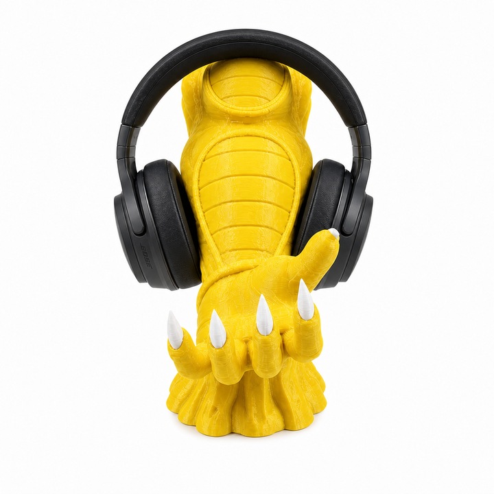 Arco univerzális fejhallgató tartó, PrintForge®, 3D nyomtatott, 25x12x20 cm, PLA-ból készült, BPA-mentes, Sárga