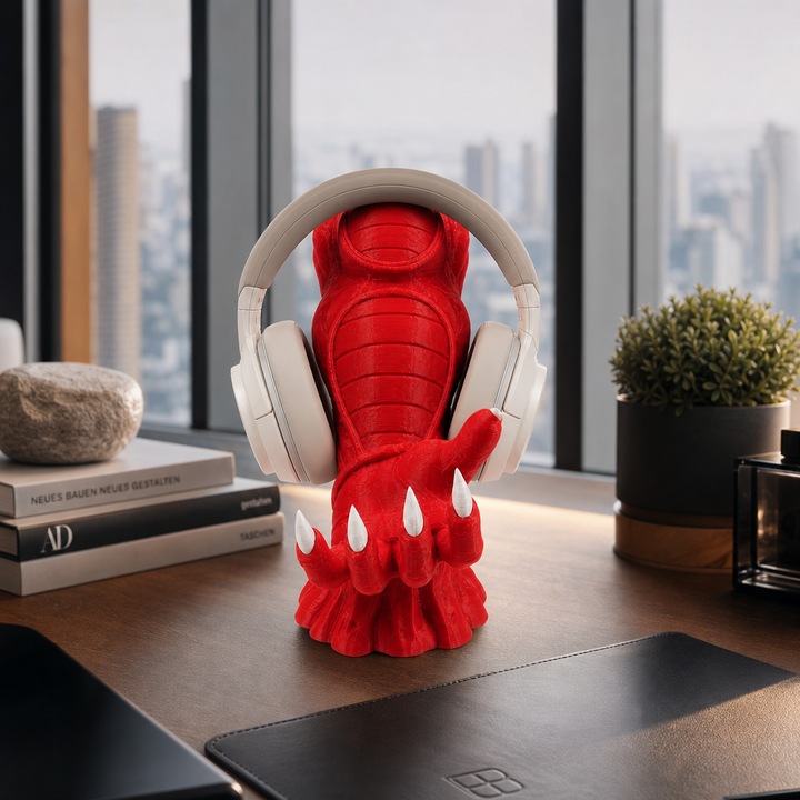 Arco univerzális fejhallgató tartó, PrintForge®, 3D nyomtatott, 25x12x20 cm, PLA-ból készült, BPA-mentes, Piros