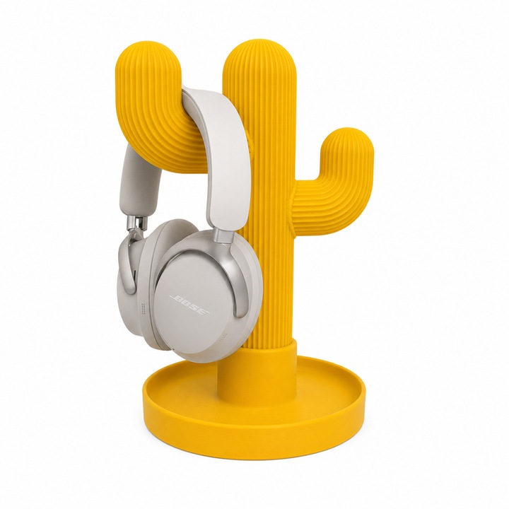 Saguaro univerzális fejhallgató tartó, PrintForge®, 3D nyomtatott, 17x17x27 cm, PLA-ból készült, BPA-mentes, Sárga
