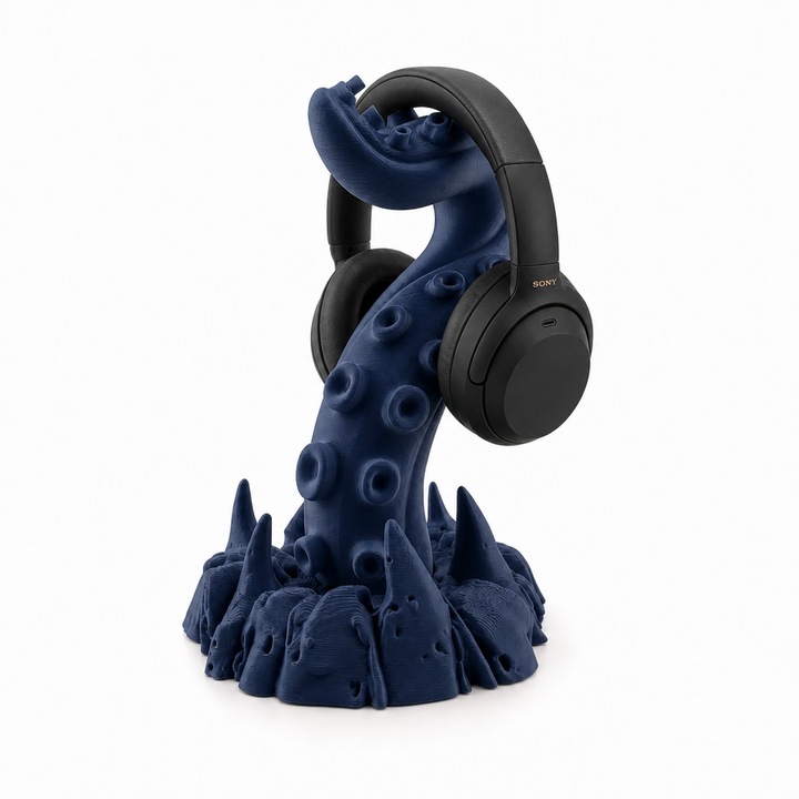 Univerzális Kraken fejhallgató tartó, PrintForge®, 3D nyomtatott, 16x15x23 cm, PLA-ból készült, BPA-mentes, Kék