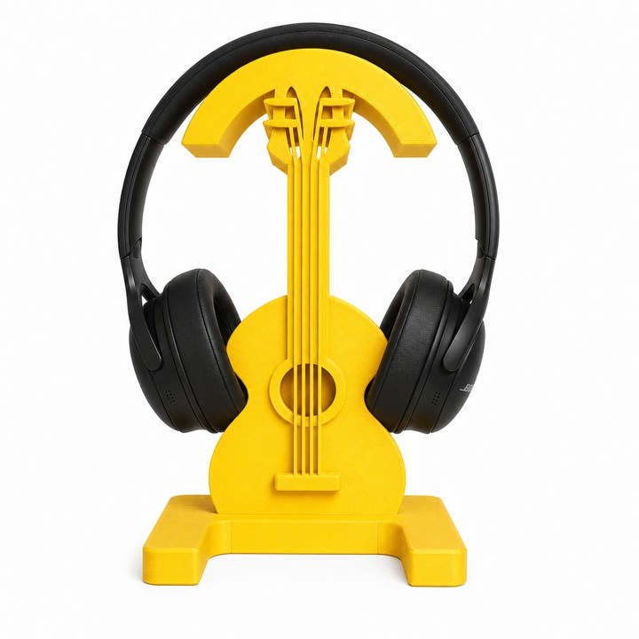Chord univerzális fejhallgató tartó, PrintForge®, 3D nyomtatott, 13x6x22 cm, PLA-ból készült, BPA-mentes, Sárga