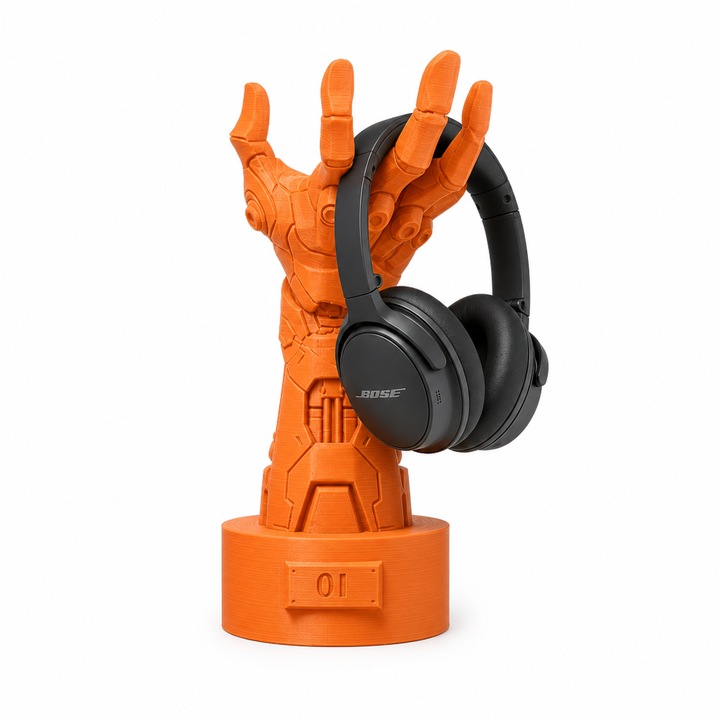 Fortis univerzális fejhallgató tartó, PrintForge®, 3D nyomtatott, 10x10x24 cm, PLA-ból készült, BPA-mentes, narancssárga