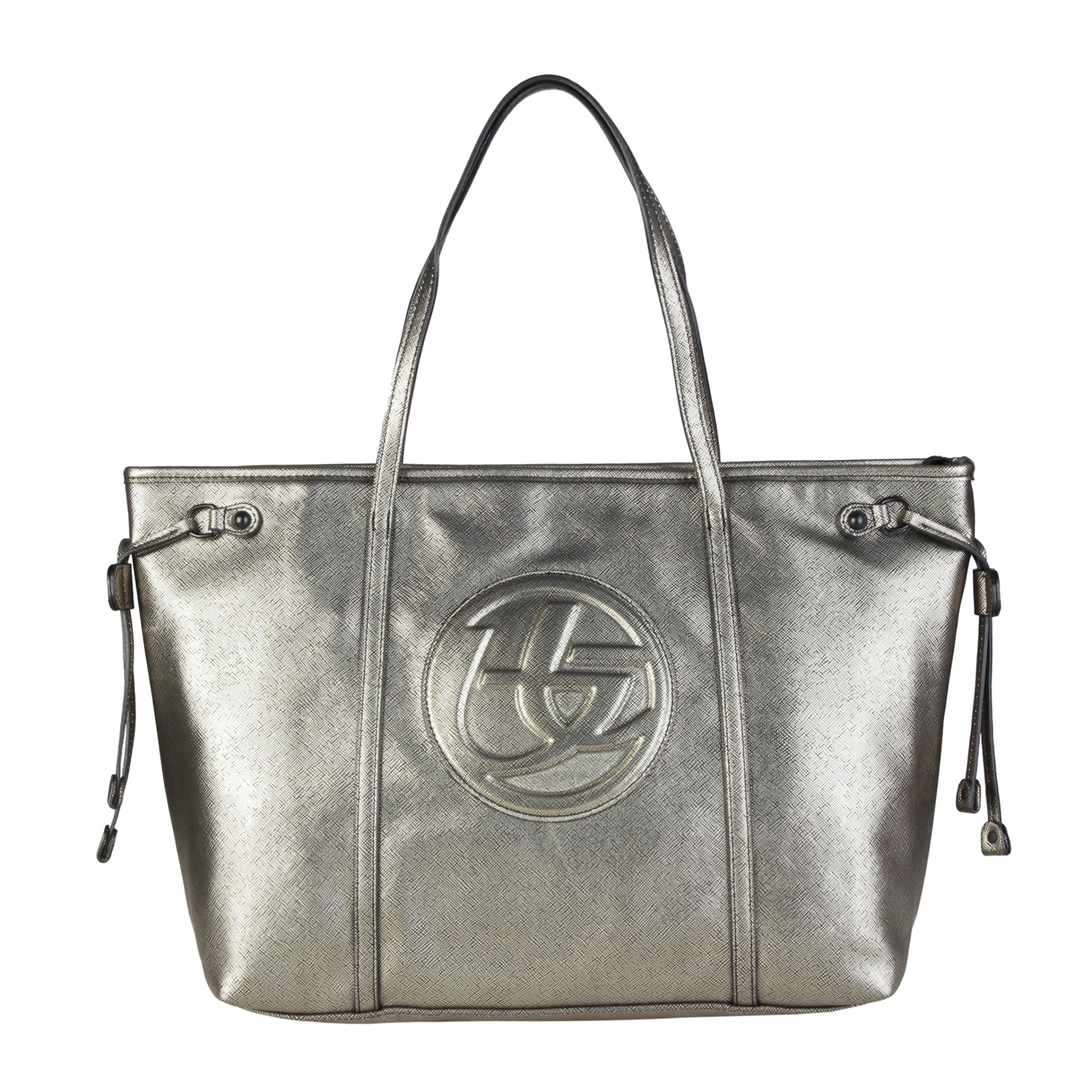 Geanta dama, Blu Byblos, cu doua manere si fermoar, Galben bronz, Material sintetic