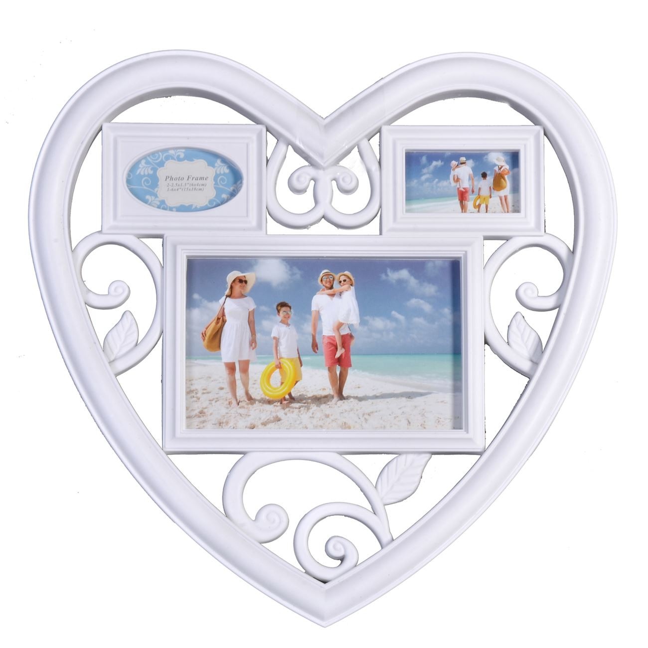 Rama foto Soda Love Happy Family, colaj 3 fotografii, format 15x10 cm, 6x4 cm, alb