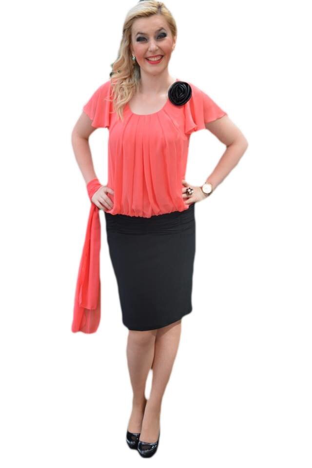 Rochie gratioasa, model deosebit , D&J Exclusive, Negru-corai
