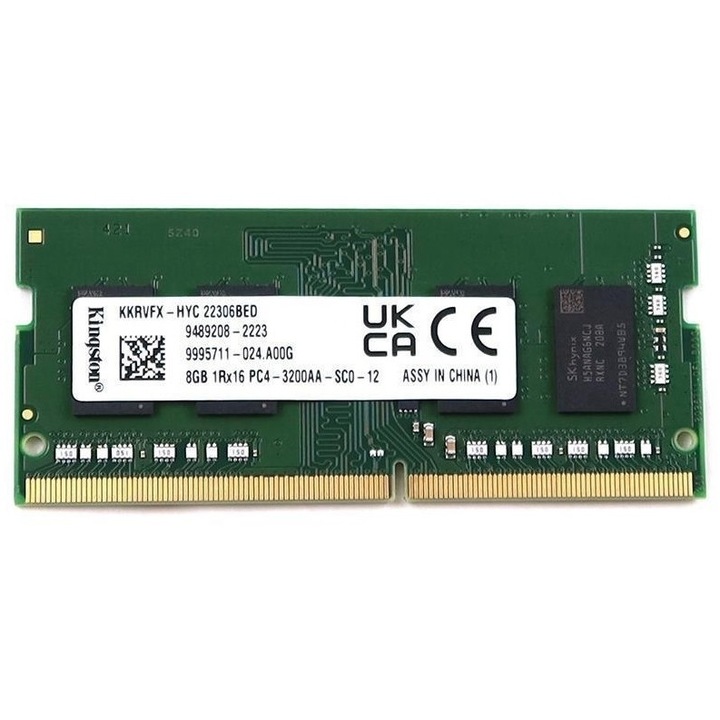 Kingston SODIMM laptop memória, 8GB DDR4, 3200 MHz