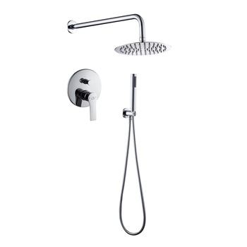 Set de dus complet cu baterie incastrata para superioara fixa rotunda diametrul 20 cm Laveo Set de dus complet cu baterie incastrata para superioara fixa rotunda diametrul 20 cm Laveo