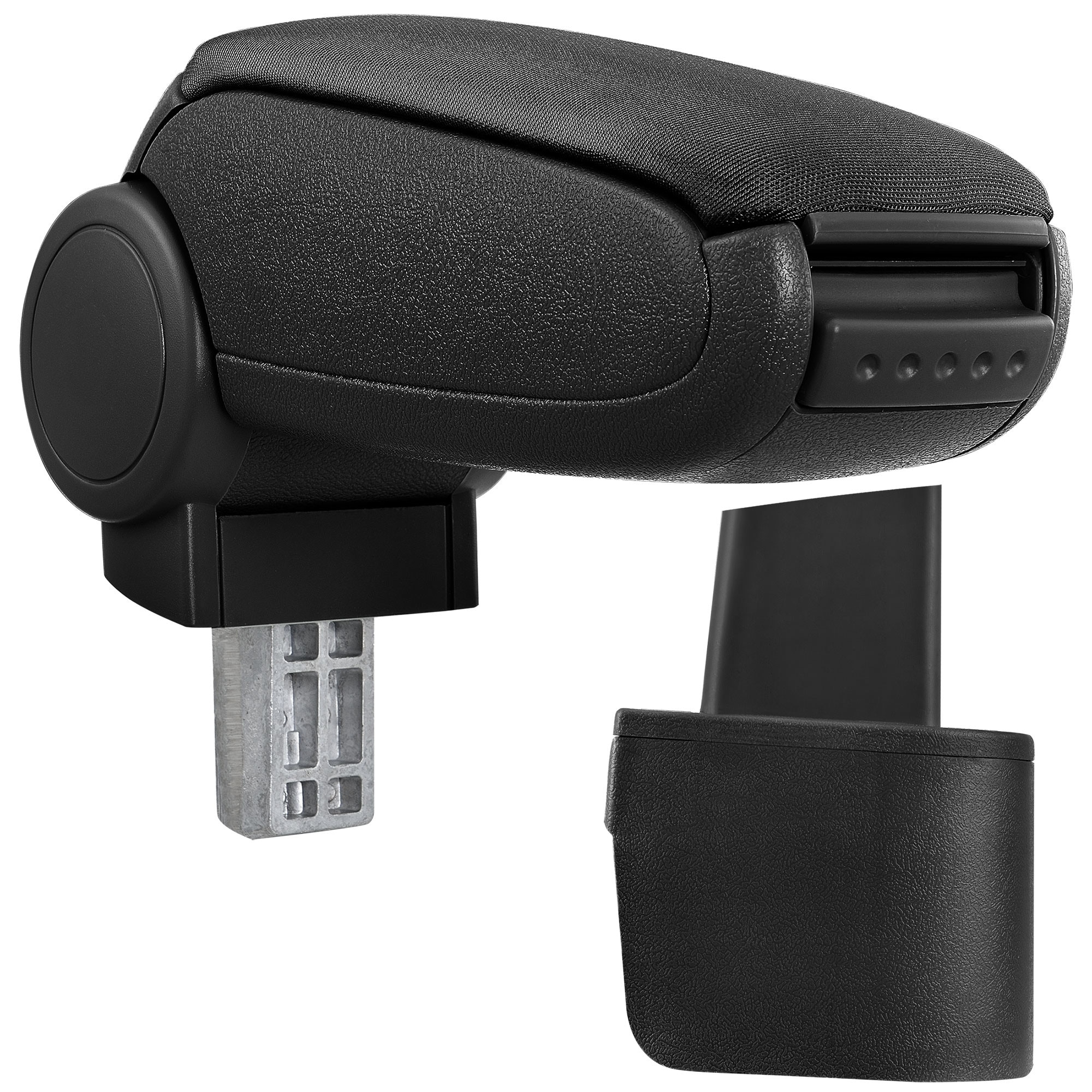 Cotiera auto, pro.tec, pentru Nissan Micra (K12), tesatura, negru - cu compartiment pentru depozitare