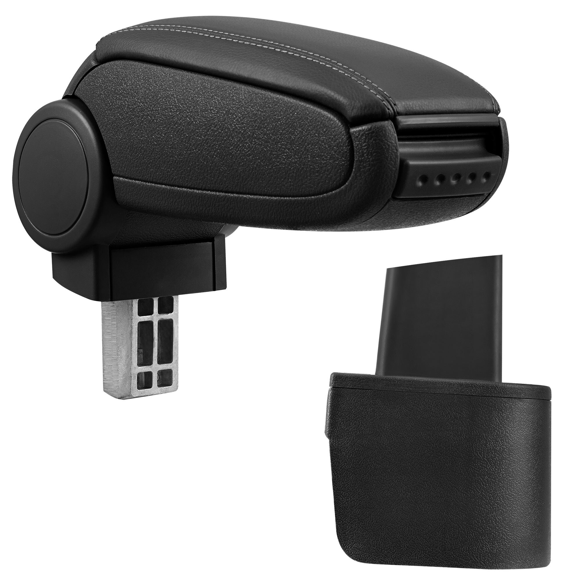 Cotiera auto, pro.tec, pentru Nissan Micra (K12), imitatie piele, negru - cu compartiment pentru depozitare