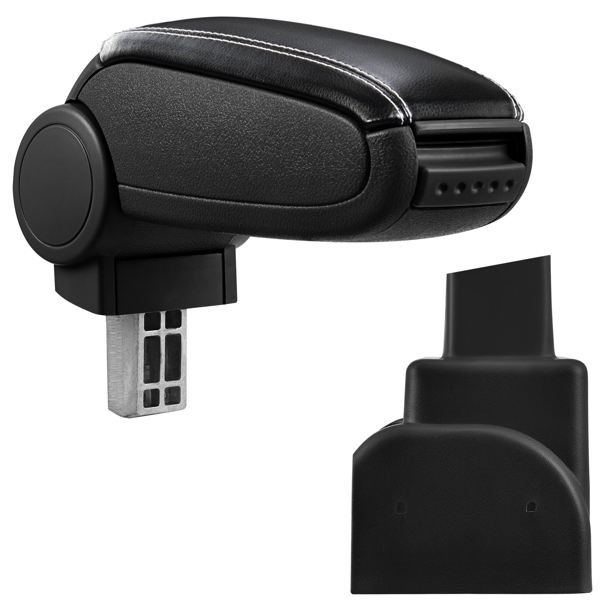 Cotiera auto, pro.tec, pentru Opel Zafira A, imitatie piele, negru cu cusatura alba - cu compartiment pentru depozitare