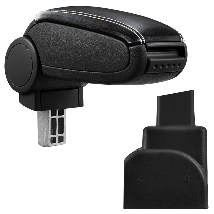 Cotiera auto, pro.tec, pentru Opel Zafira A, imitatie piele, negru cu cusatura alba - cu compartiment pentru depozitare