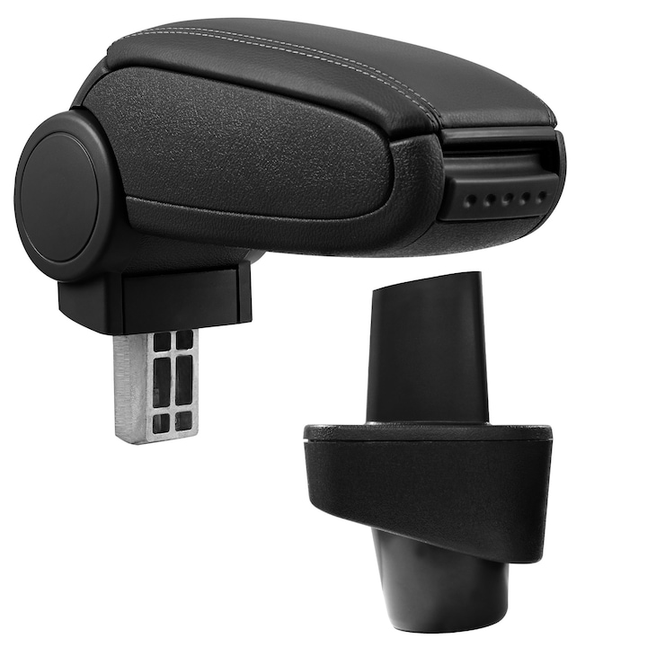 Cotiera auto, pro.tec, pentru Renault Clio III, imitatie piele, negru - cu compartiment pentru depozitare