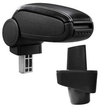 Cotiera auto, pro.tec, pentru Renault Clio III, imitatie piele, negru cu cusatura alba - cu compartiment pentru depozitare Cotiera auto, pro.tec, pentru Renault Clio III, imitatie piele, negru cu cusatura alba - cu compartiment pentru depozitare