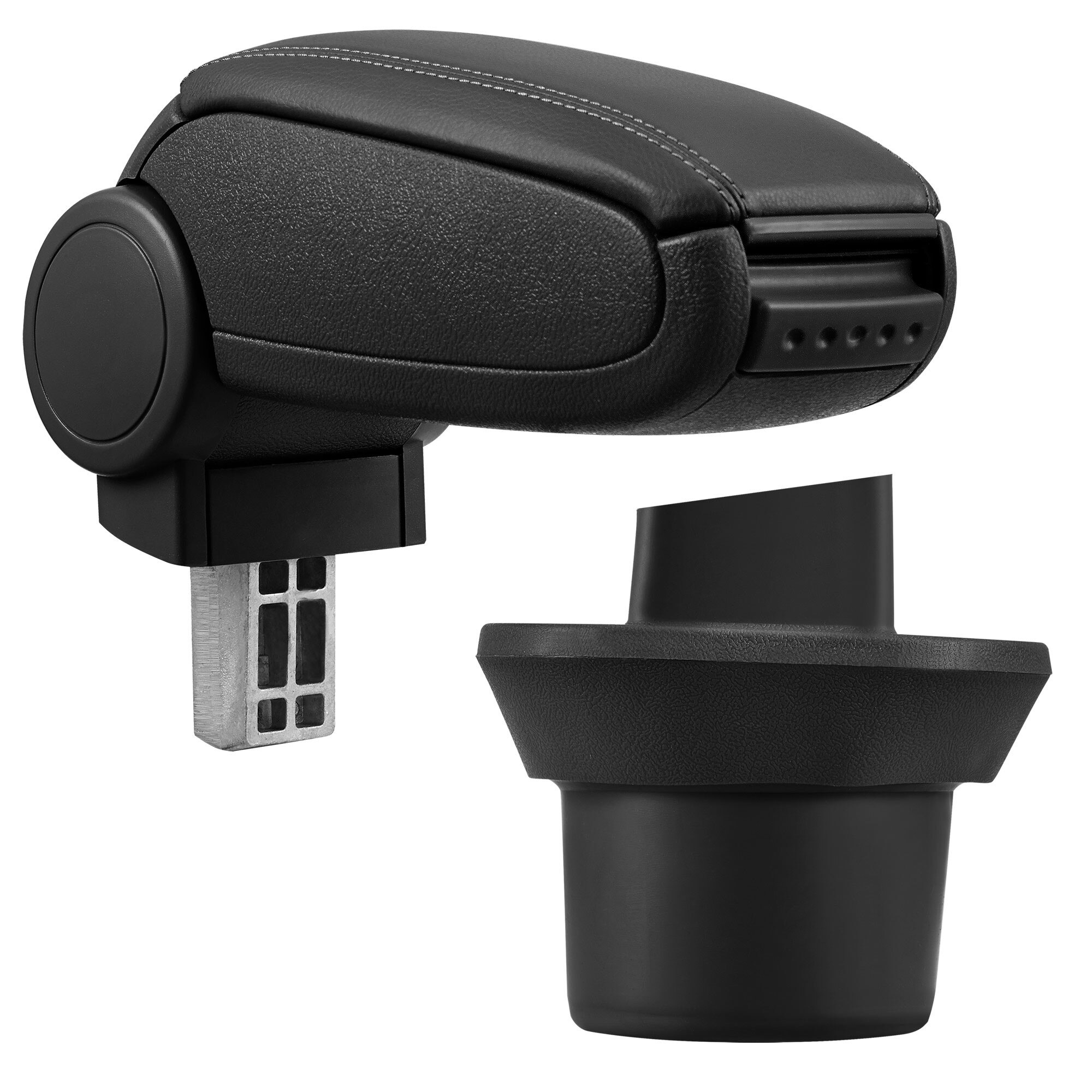 Cotiera auto, pro.tec, pentru BMW Mini R55 Clubman R56 Hatch R57 Cabrio, imitatie piele, negru - cu compartiment pentru depozitare