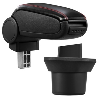 Cotiera auto, pro.tec, pentru BMW Mini R55 Clubman R56 Hatch R57 Cabrio, imitatie piele, negru cu cusatura rosie - cu compartiment pentru depozitare Cotiera auto, pro.tec, pentru BMW Mini R55 Clubman R56 Hatch R57 Cabrio, imitatie piele, negru cu cusatura rosie - cu compartiment pentru depozitare