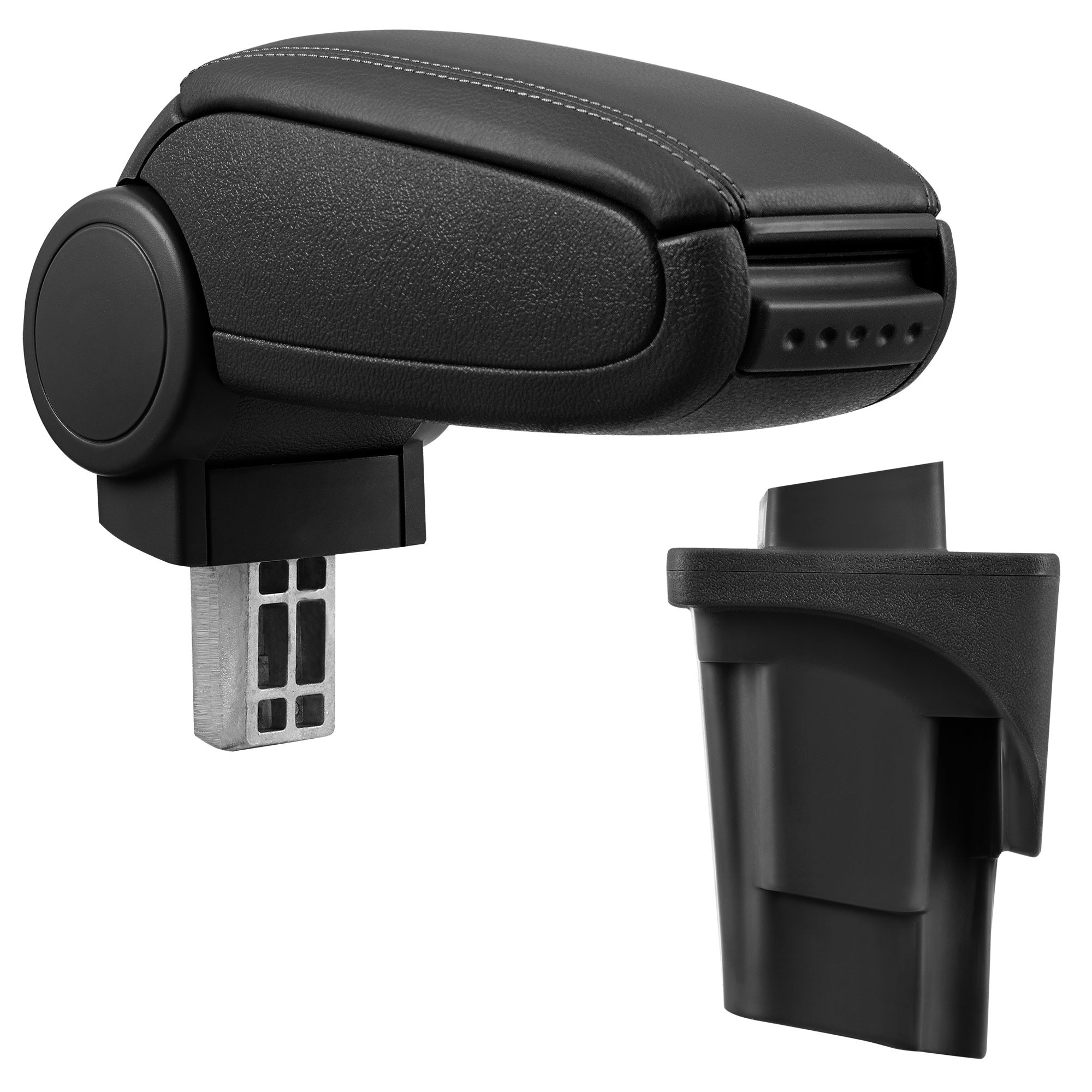 Cotiera auto, pro.tec, pentru Seat Leon 1P (2005/-/2012), imitatie piele, negru - cu compartiment pentru depozitare