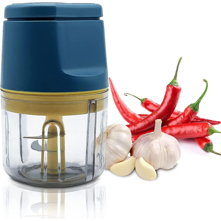Tocator electric de bucatarie, mini tocator multifunctional, robot de bucatarie cu presa de usturoi, impermeabil si lavabil
