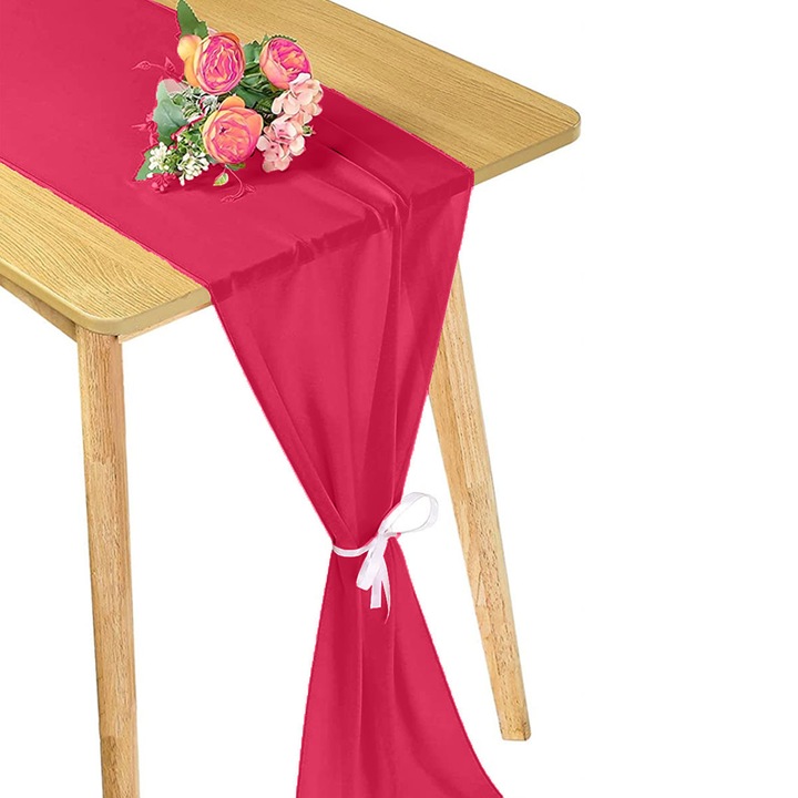 120" sifon asztalterítő, esküvői asztalterítő, 28x120" tüll asztalterítő, asztalterítő dekoráció romantikus menyasszonyi partikhoz, babapartikhoz, születésnapokhoz