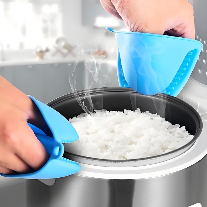1 pár mini szilikon sütőkesztyű, hőálló főzőkesztyű, sütőkesztyű főzéshez és sütéshez - kék