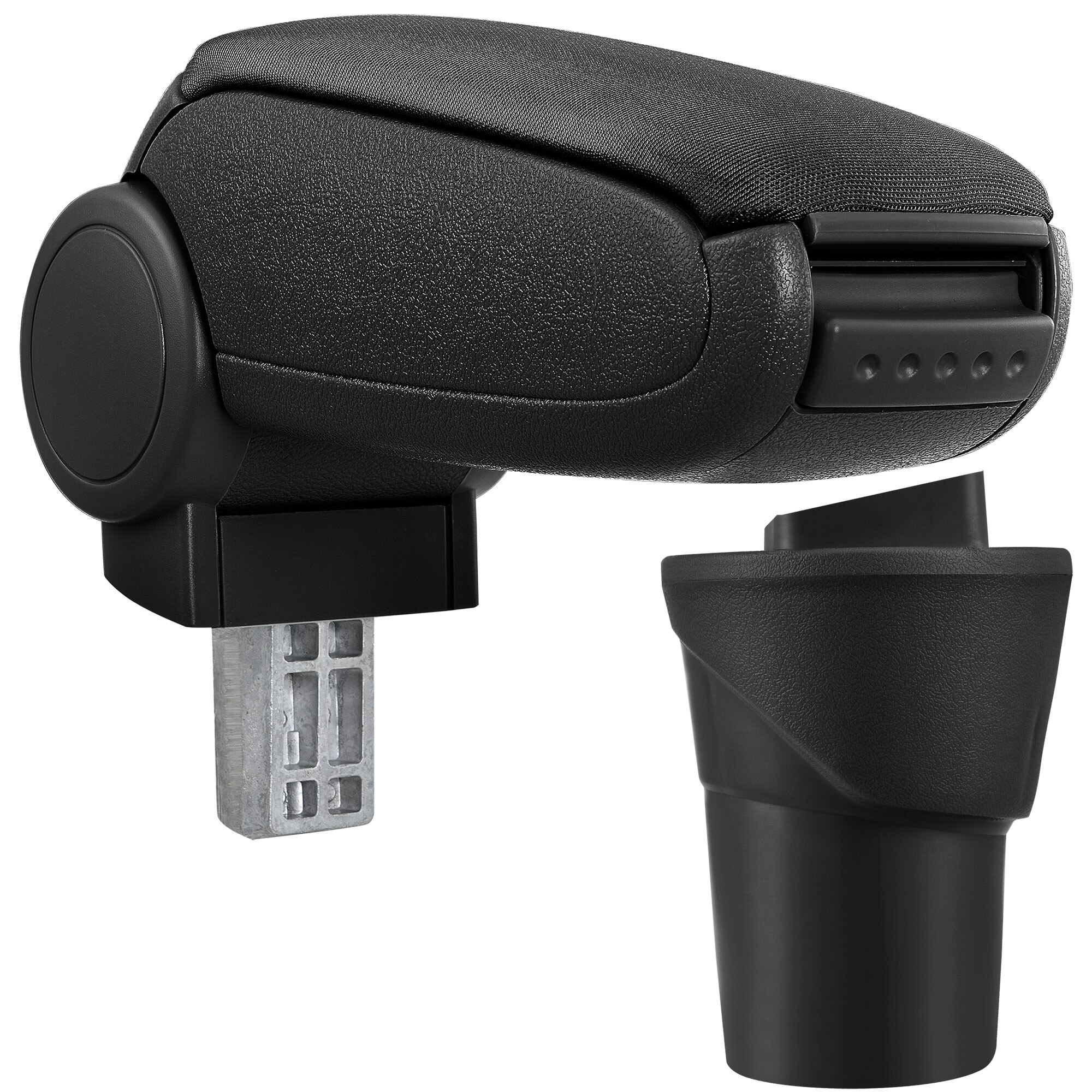 Cotiera auto, pro.tec, pentru Nissan Micra K13, tesatura, negru - cu compartiment pentru depozitare